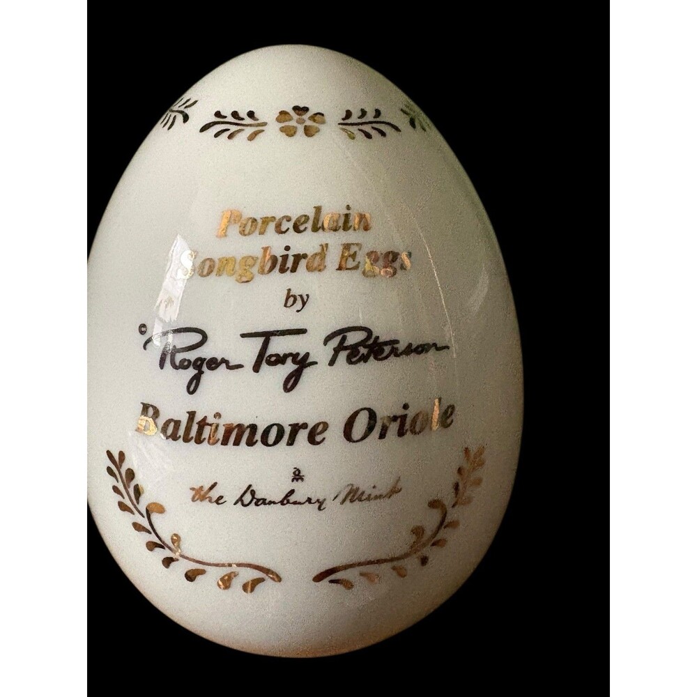 Roger Tory Peterson Porcelain Songbird Egg Baltimore Oriole Danbury Mint - Picture 7 of 9